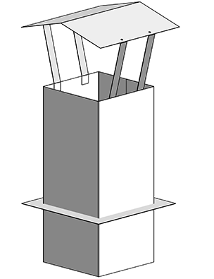 SBS einwandige Schornsteinverlängerung mit Einschub eckig und optionalem Regendach